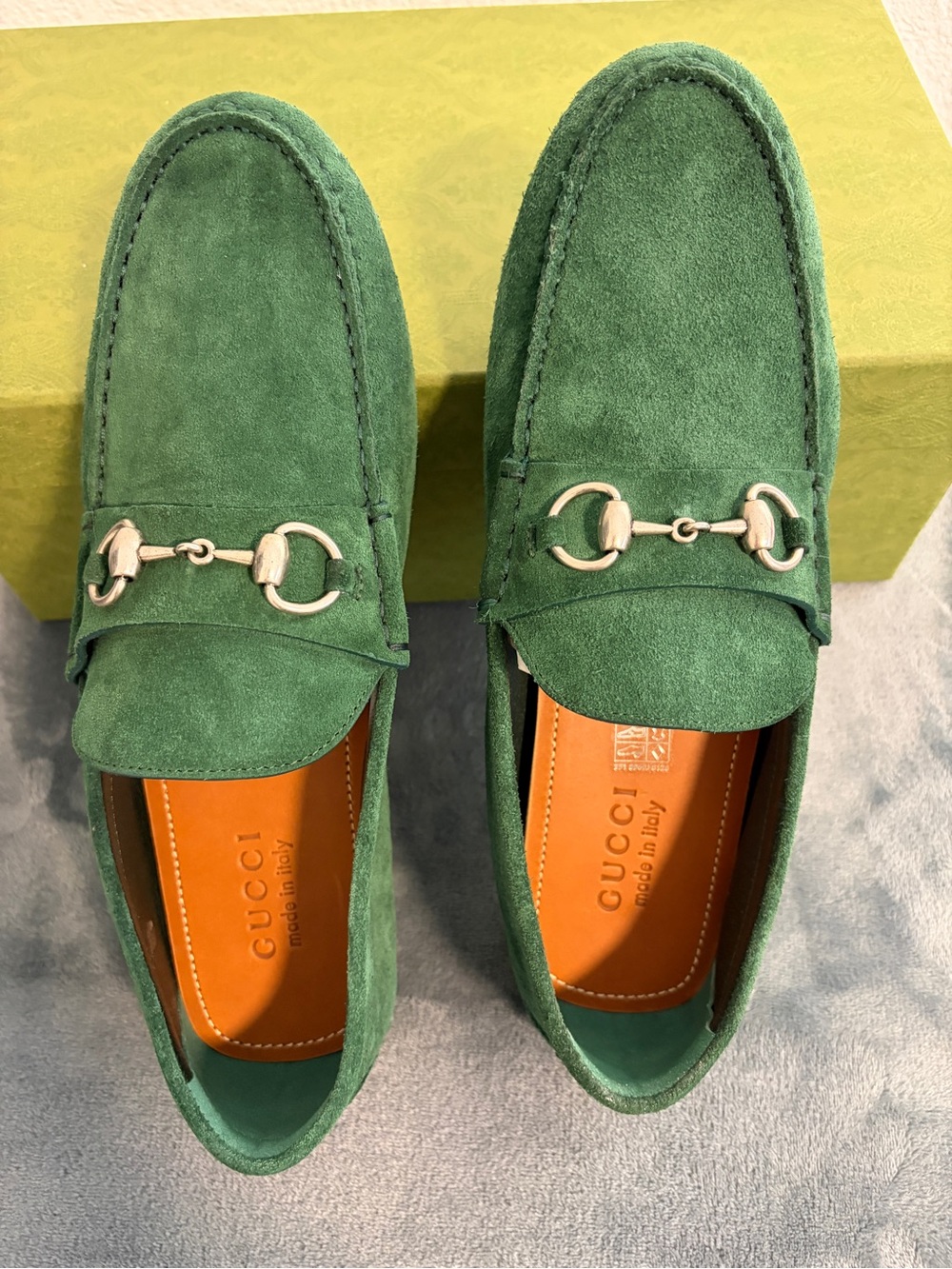 Brand New Men’s Gucci Driver Horsebit Suede Vintage Green Sz 9.5 (US 10) - Picture 5 of 8